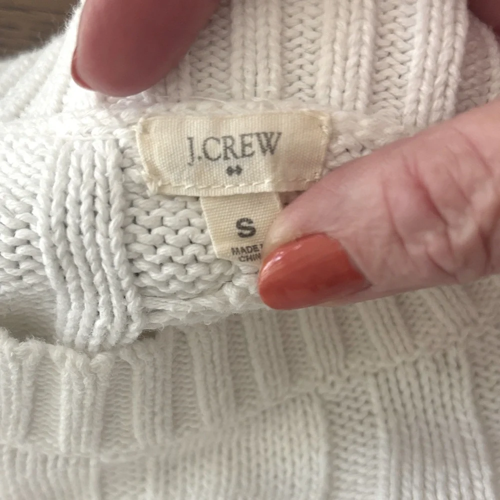 J. Crew Bundle Women's White Cable Knit Sweater Linen Pants - Picture 2 of 5